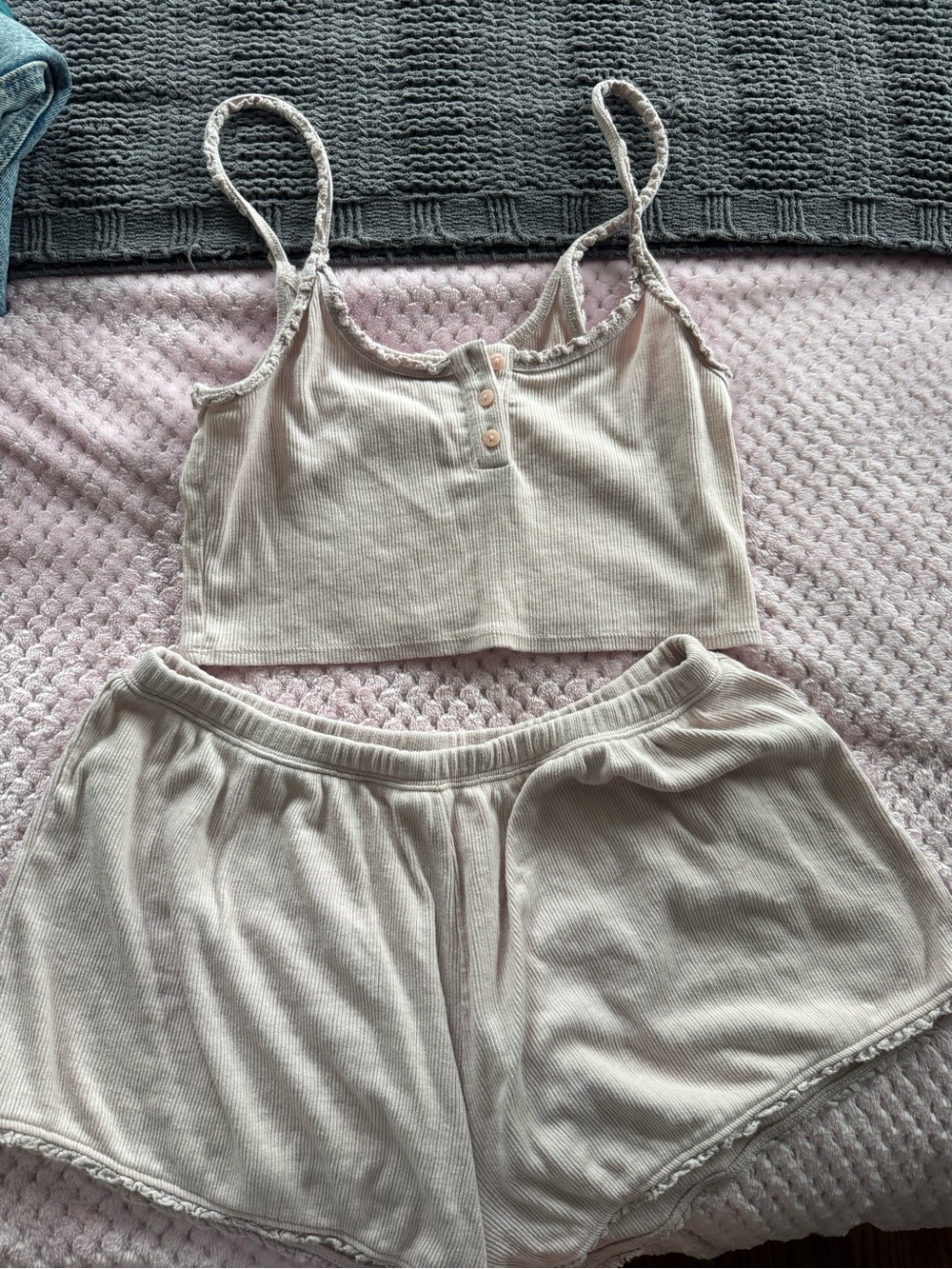 Aeropostale Ribbed Two-Piece Sleep Set in Light Pink
